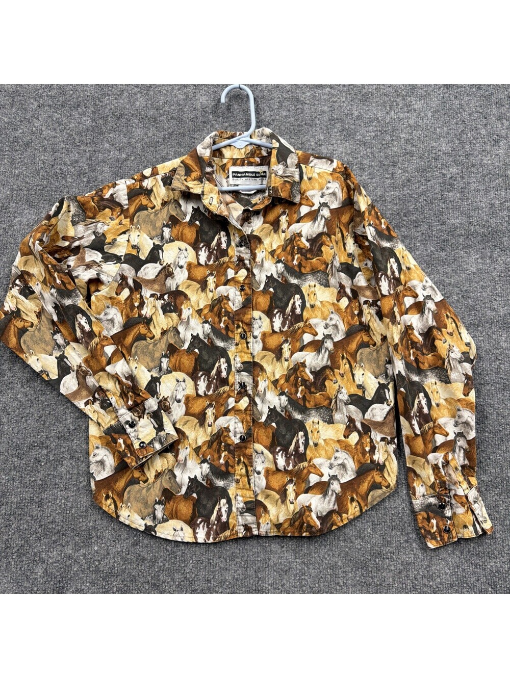 Panhandle Slim Quality Western Wear 100% Cotton Girls Size Large Horses